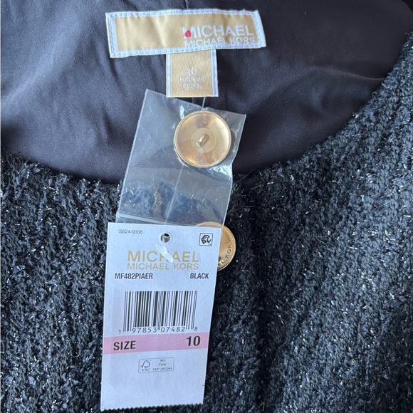 NWT Michael Kors Metallic Tweed Gold Button Down Tank Dress - Picture 4 of 7